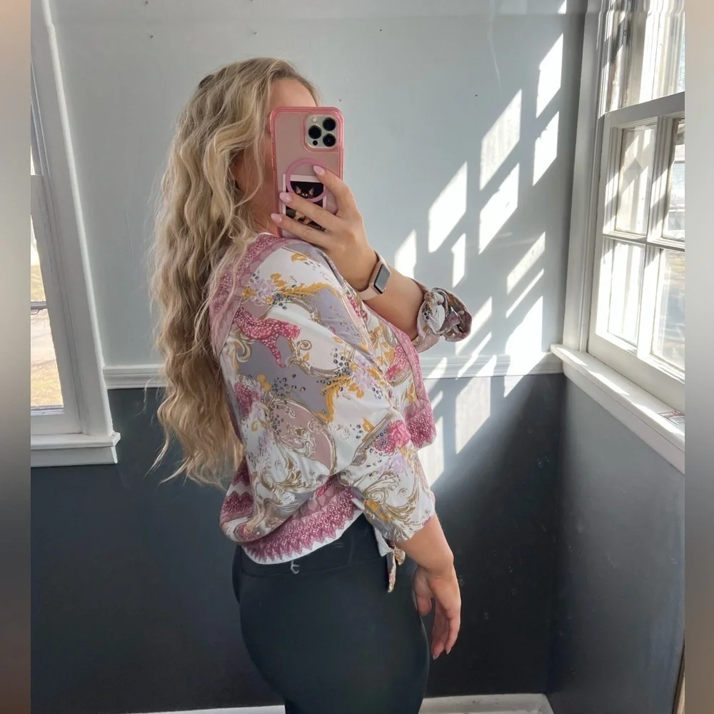 Free People Paisley Floral Boho Top XS